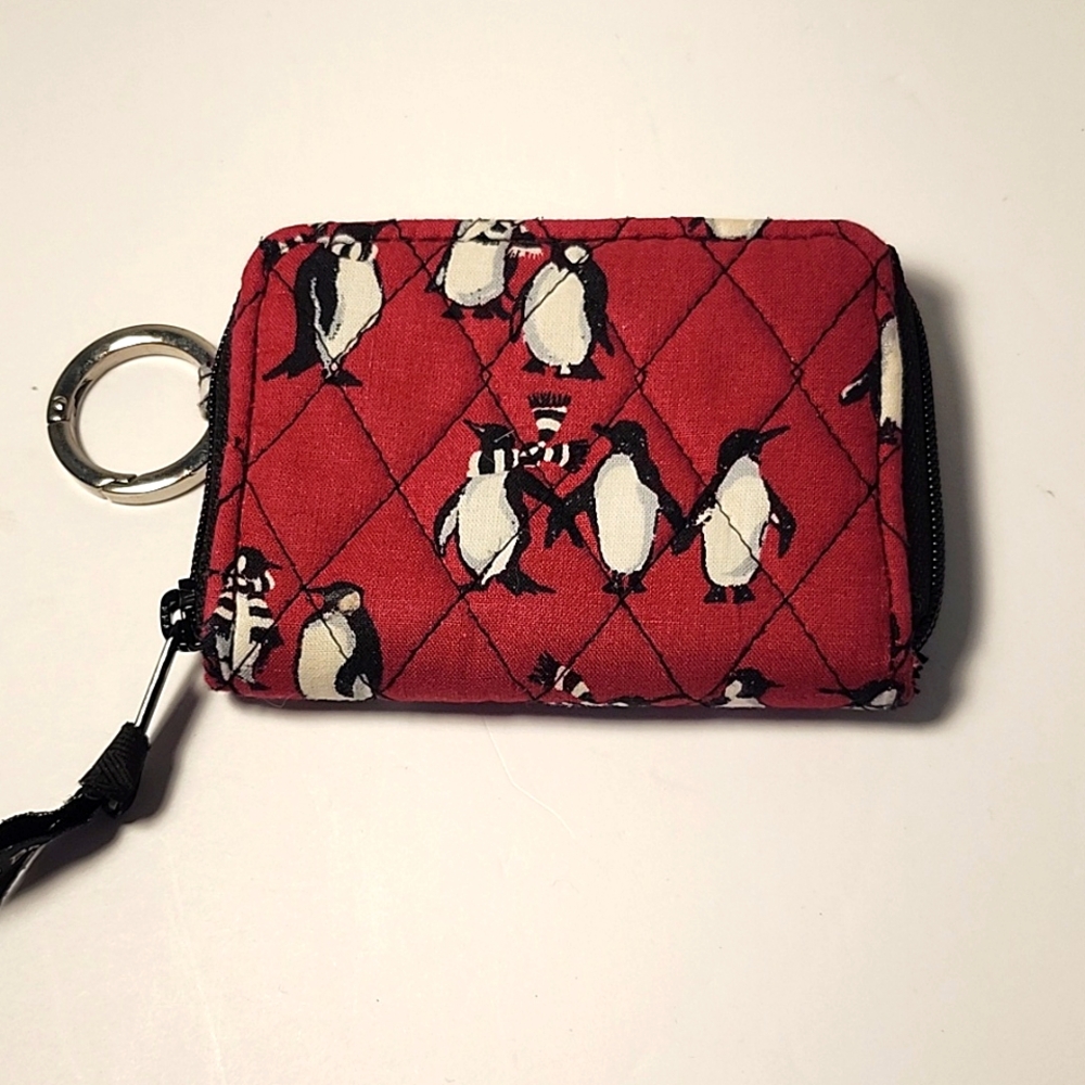 Vera Bradley - Small wallet with key ring- retired pattern "playful penguins red